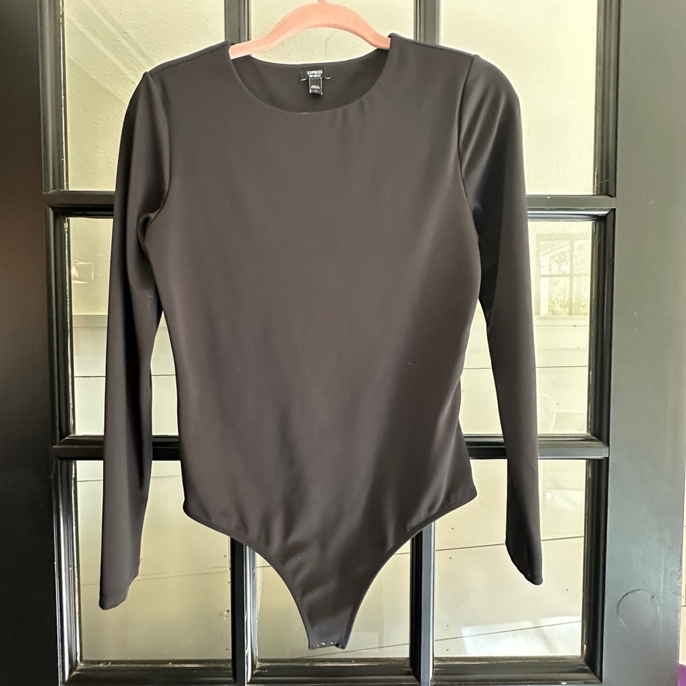 Express Body Contour Thong Bodysuit in Black